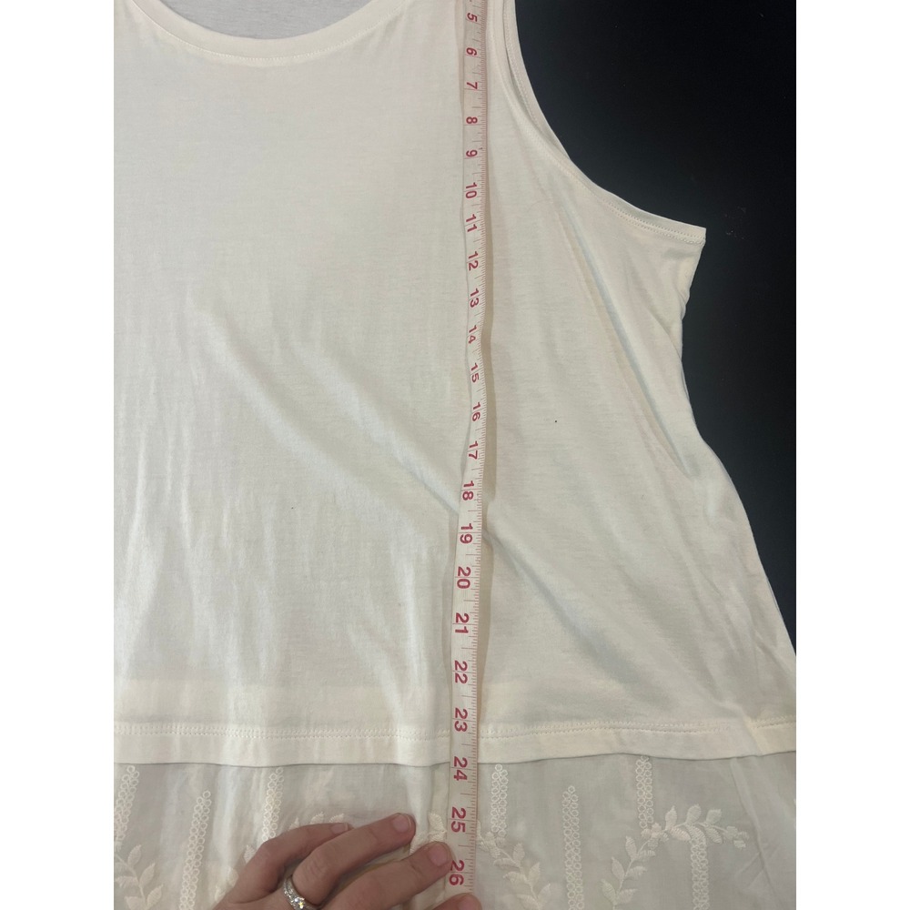 LOGO Lori Goldstein Ivory Layering Tank Lace Trim plus size 2X - Picture 7 of 8